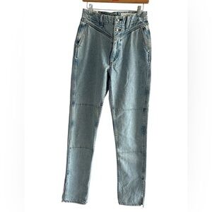 RAG & BONE High Rise Mia Yoke Straight Leg Light Blue Denim Jeans